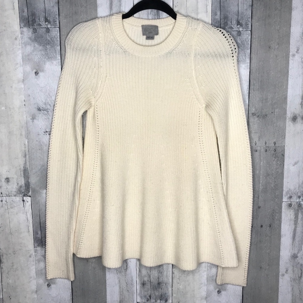 GREY JASON WU‎ ivory WOOL TRAPEZE Ribbed Sweater